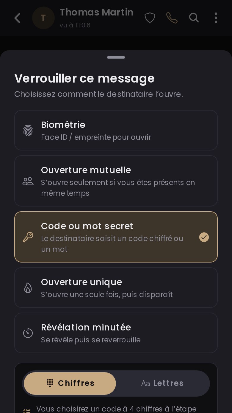 Choix du verrou à l’envoi